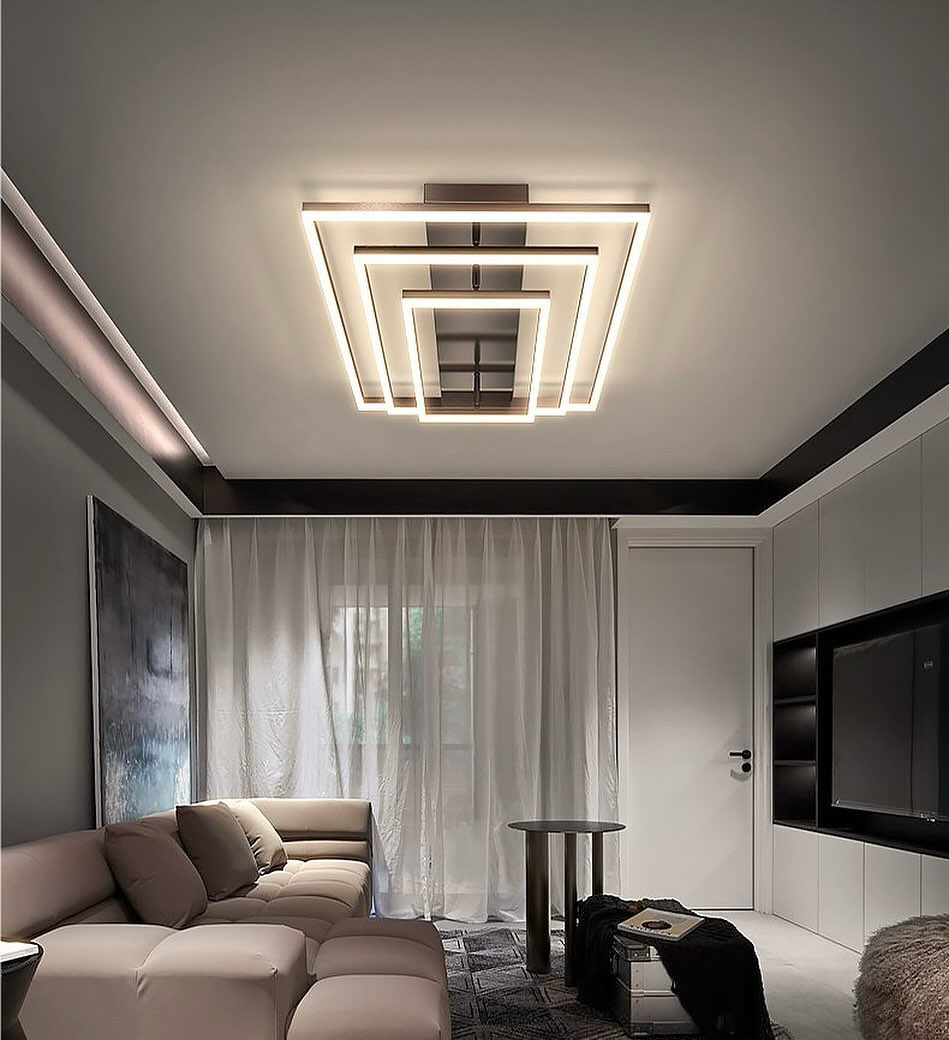 Стельова люстра з пультом Rectangle Coffee L-80 см W-40 см 3000К-6000К Brushed 240419-100003164