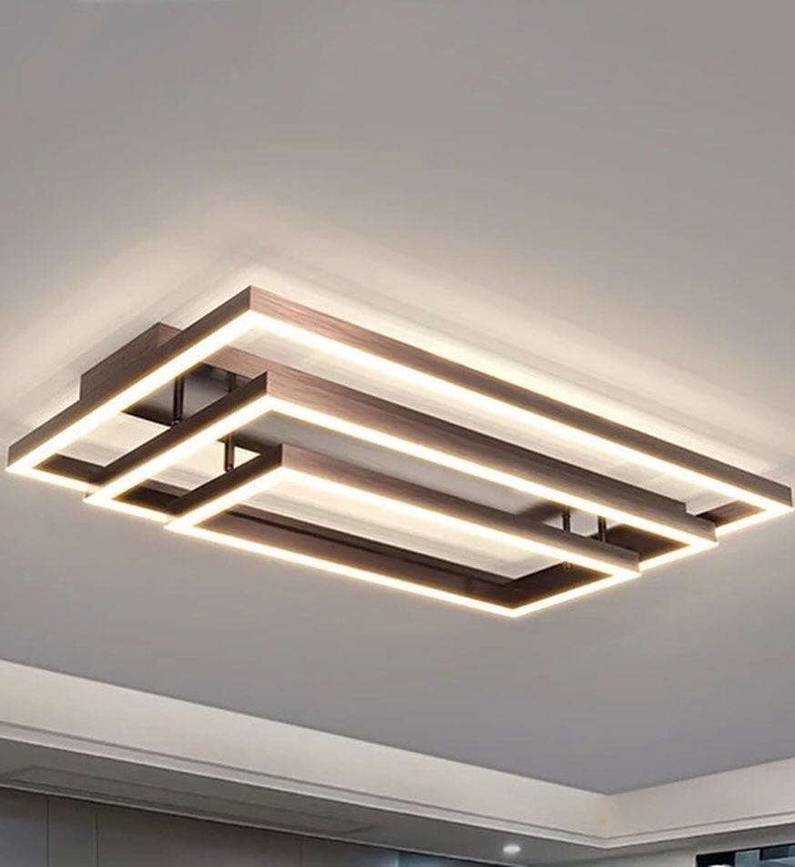 Стельова люстра з пультом Rectangle Coffee L-80 см W-40 см 3000К-6000К Brushed 240419-100003164