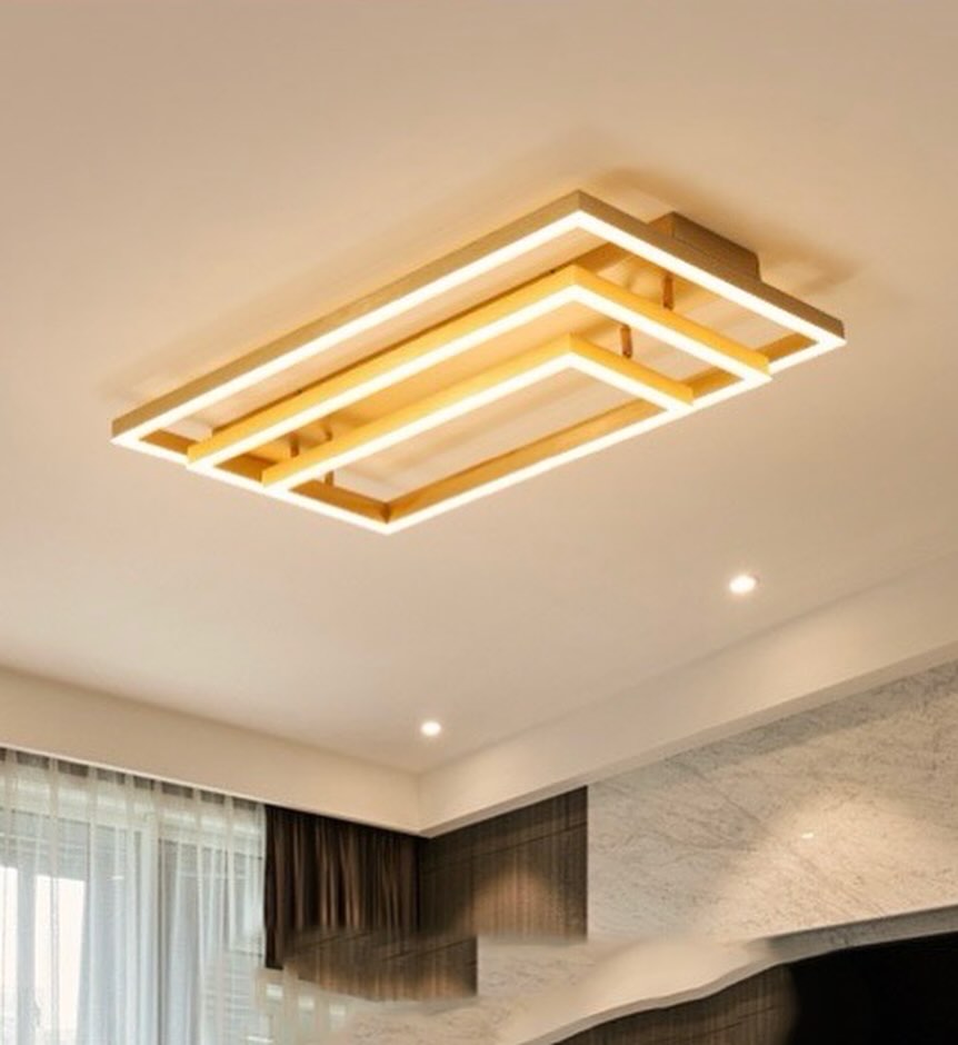Стельова люстра з пультом Rectangle Gold L-80 см W-40 см 3000К-6000К Brushed 240419-100003165