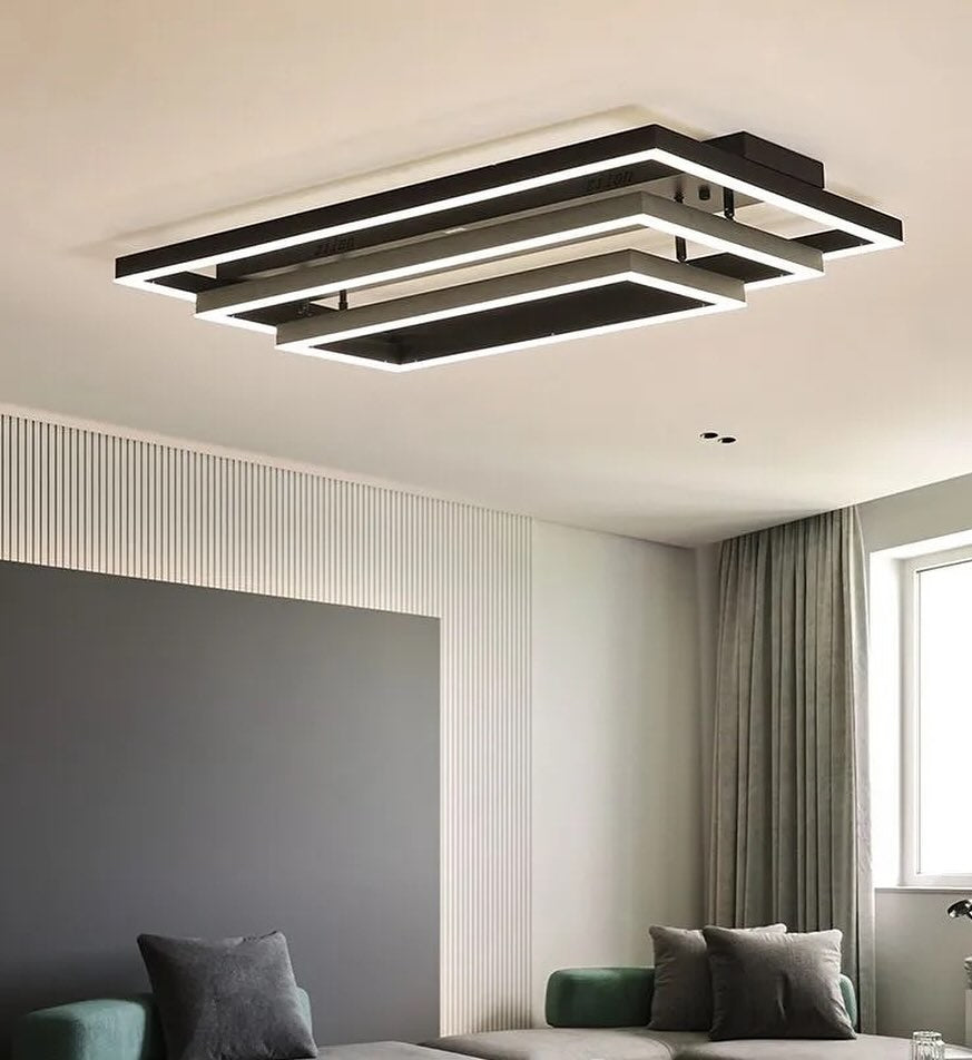 Стельова люстра з пультом Rectangle Black L-80 см W-40 см 3000К-6000К Brushed 240419-100003167