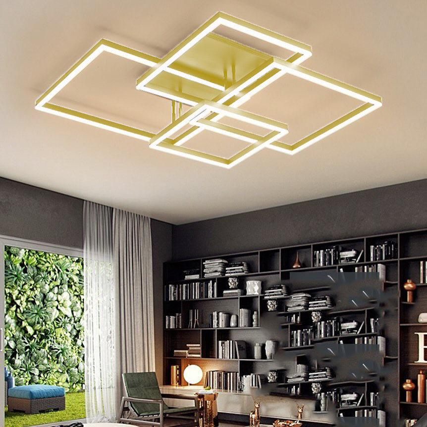 Стельова люстра з пультом 4 Squares Gold L-90 см W-67 см Н-11 см Led 220W 3000K-6000K Brushed 240419-100003192