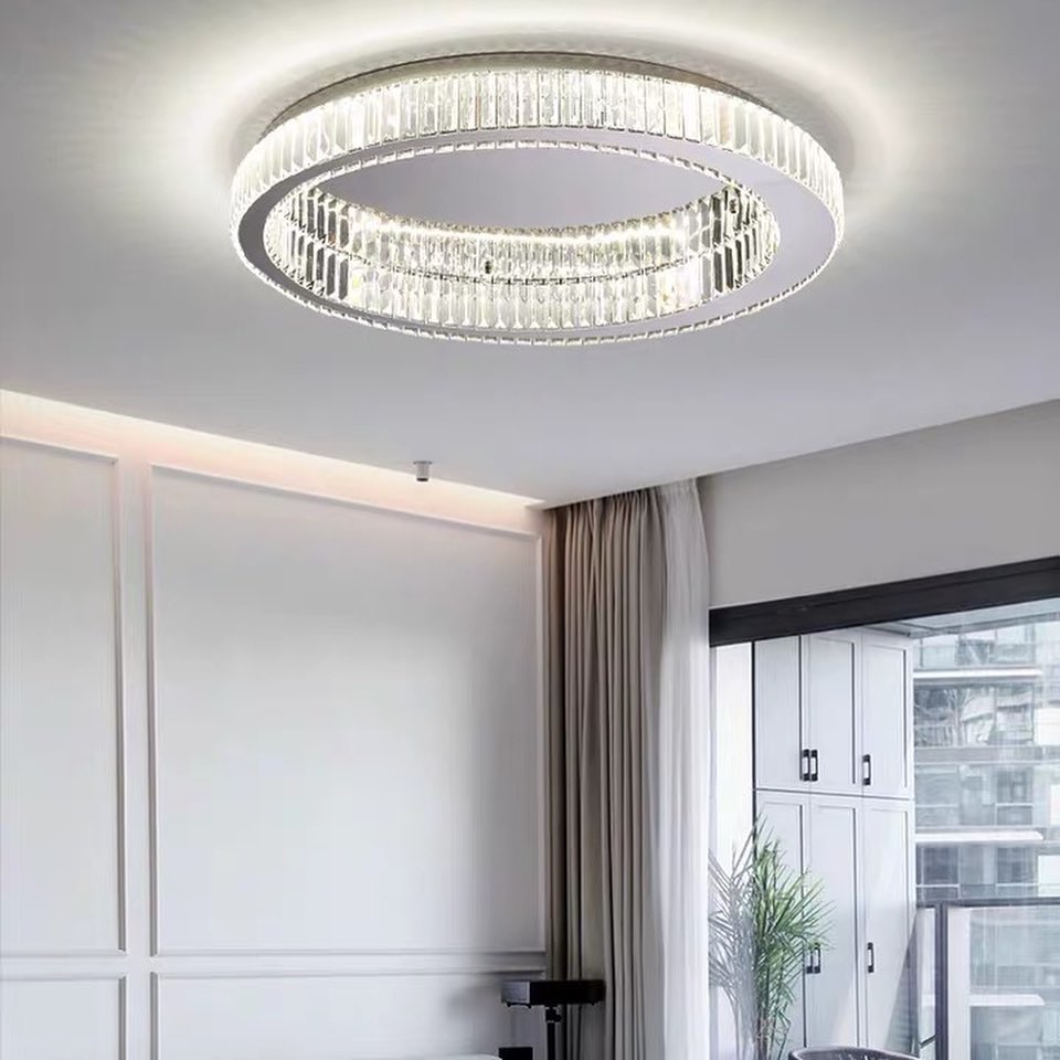 Люстра стельова H-12 cm  D-40 cm / D-60 cm / D-80 cm / D-100 cm Chrome / Gold Crystals Circle 240522-100003279