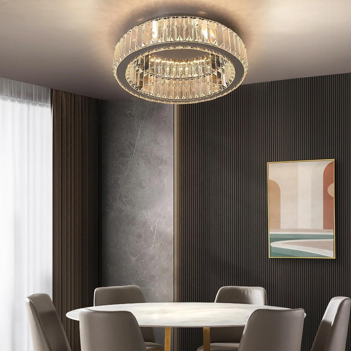 Люстра стельова H-12 cm  D-40 cm / D-60 cm / D-80 cm / D-100 cm Chrome / Gold Crystals Circle 240522-100003279