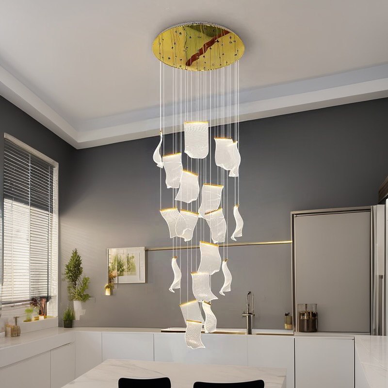 Підвістна люстра каскадна D-70 cm Led 48W 16 Gold Ethereal Waves Jellyfish 240722-100003418