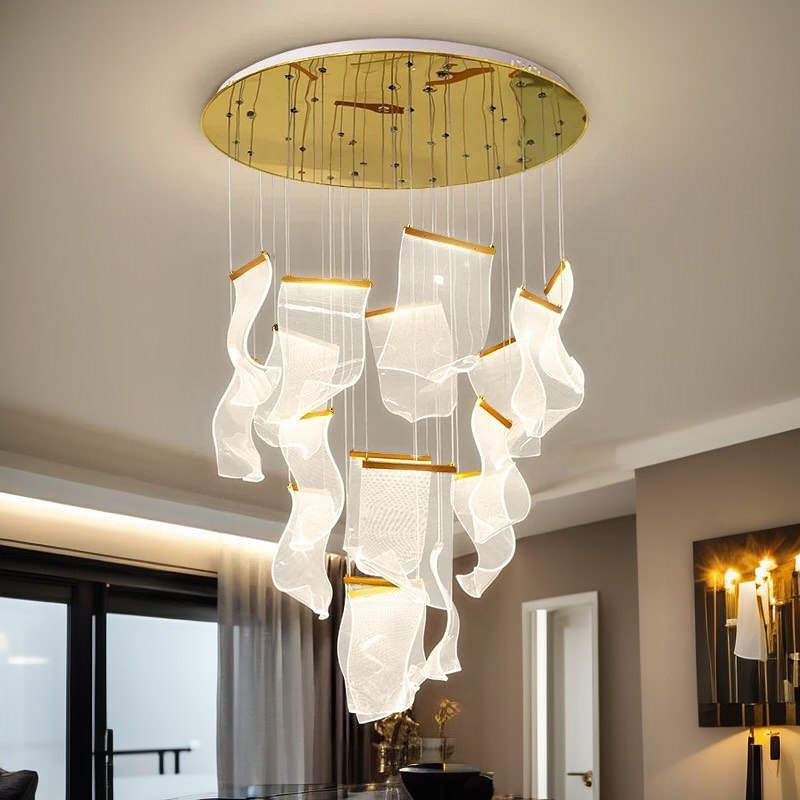 Підвістна люстра каскадна D-70 cm Led 48W 16 Gold Ethereal Waves Jellyfish 240722-100003418