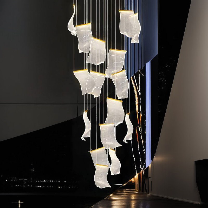 Підвістна люстра каскадна D-70 cm Led 48W 16 Gold Ethereal Waves Jellyfish 240722-100003418