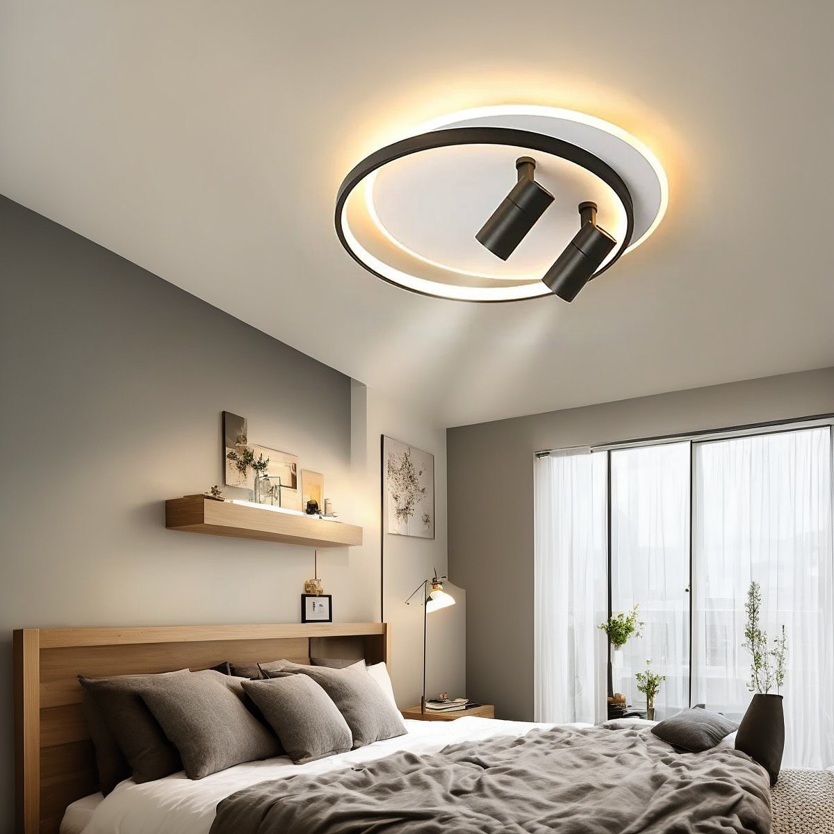 Світильник стельовий світлодіодний з пультом Ceiling with 2 spots Led 65W Black and White 240774-100003422
