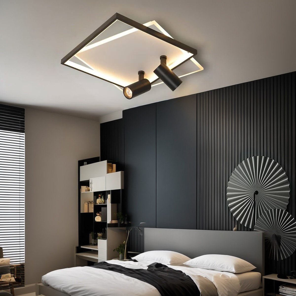 Стельовий світильник світлодіодний з пультом Ceiling with 2 spots 75W BK&WH 240774-100003427