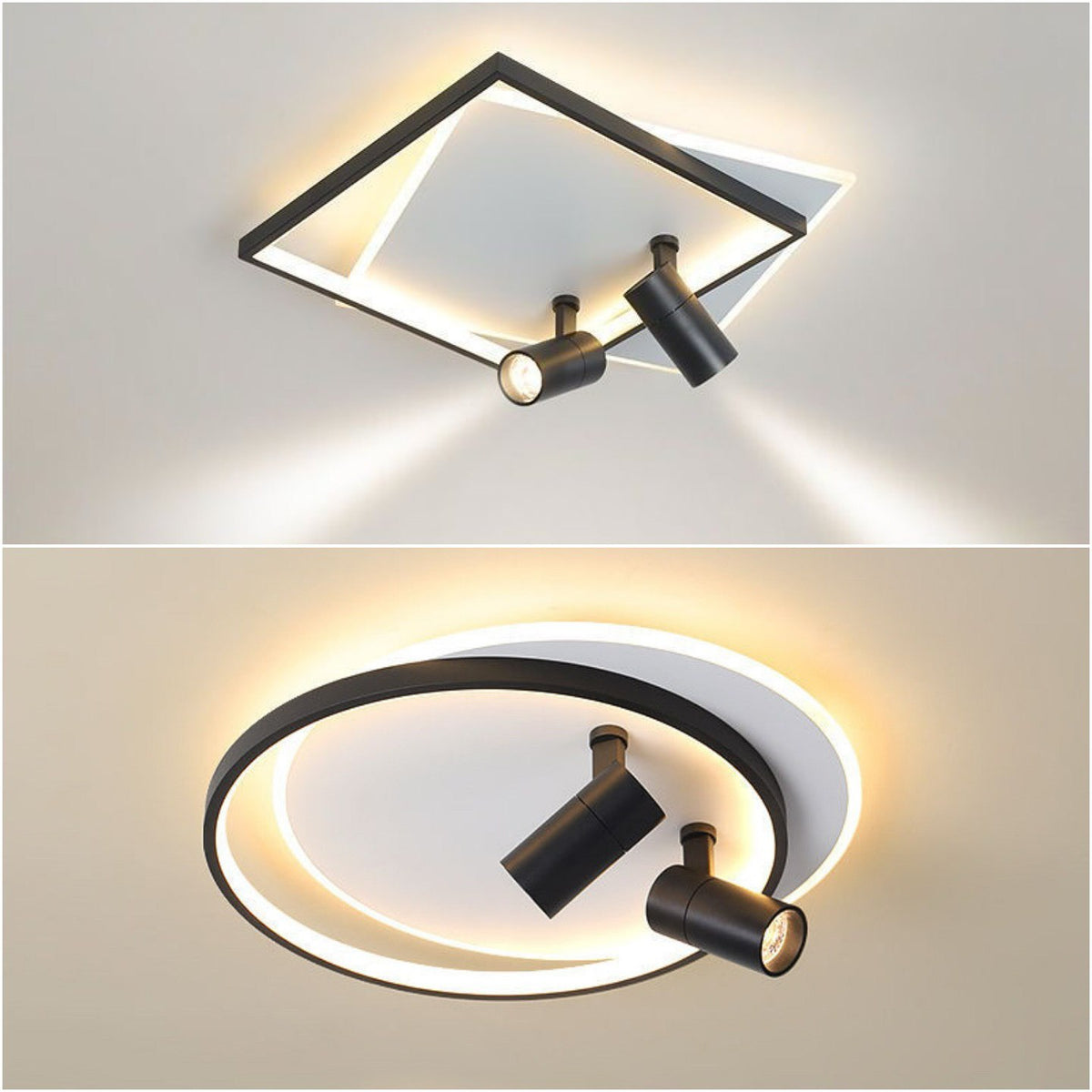 Стельовий світильник світлодіодний з пультом Ceiling with 2 spots 75W BK&WH 240774-100003427