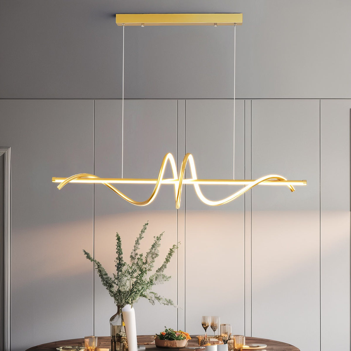 Люстра підвісна Хвиля Gemo Wave Led 70W / 75W L100 cm / L120 cm 3000-6000K Gold 240818-100003554