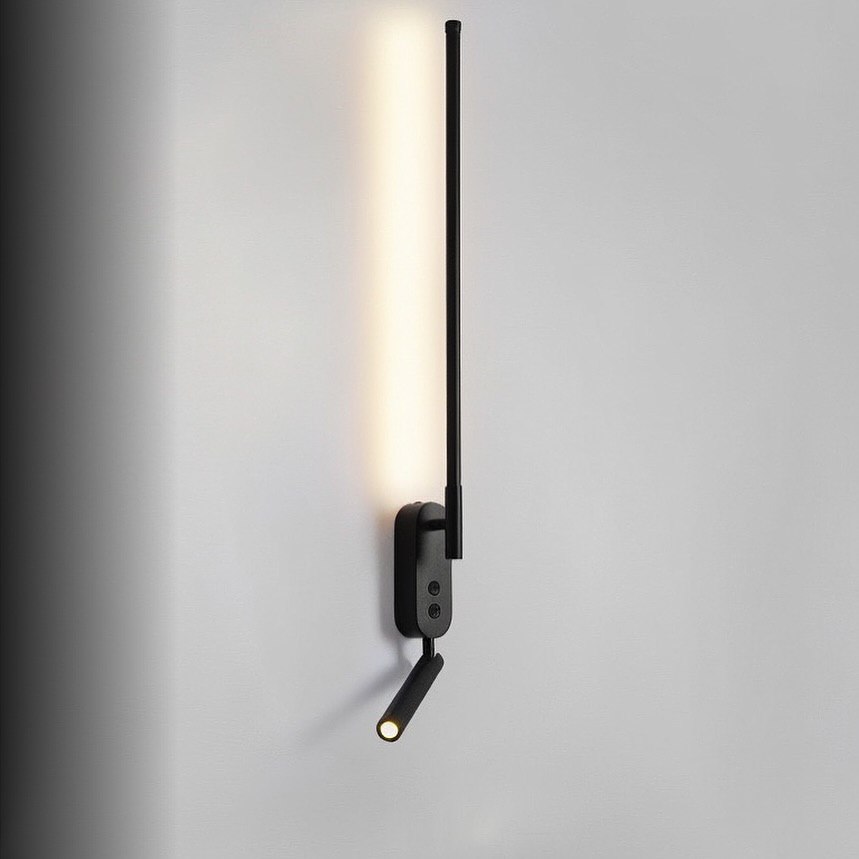 Світильник настінний з вимикачем на корпусі Kono line L- 80 cm Led 16W 4000K Black 240822-100003577