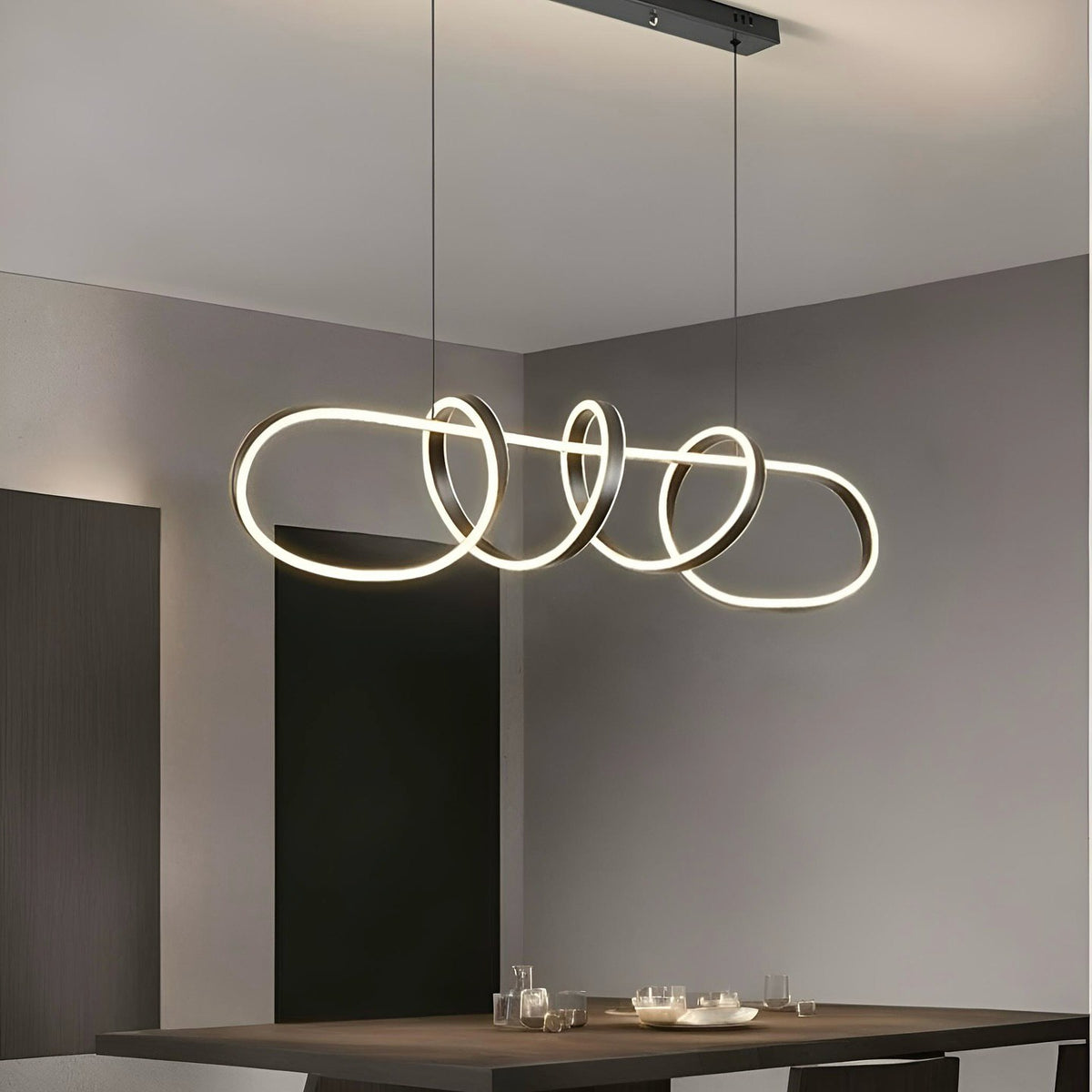 Люстра чорна підвісна L-100 cm  Black Gemo Wave edging Led 240922-100003760