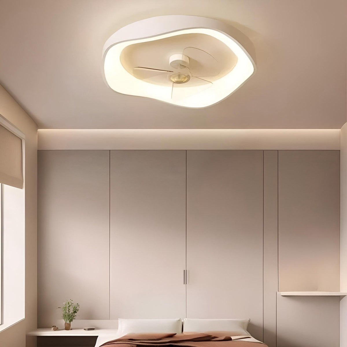 Стельовий світильник з вентилятором D-50 cm Led 32W White  Ceiling wave fan 240922-100003761