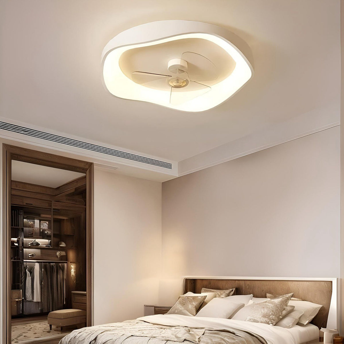 Стельовий світильник з вентилятором D-50 cm Led 32W White  Ceiling wave fan 240922-100003761