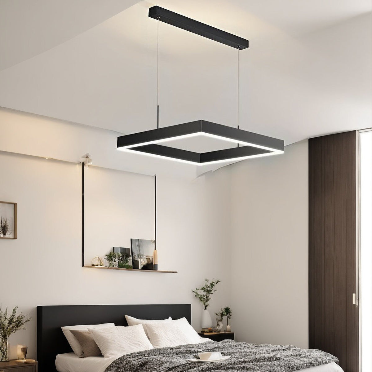Люстра підвісна L-60 cm / L-80 cm black Led Single Square 241018-100003796