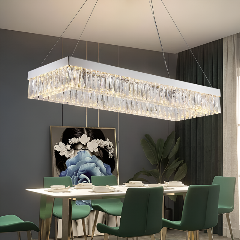 Люстра срібна кришталева L-120 cm Led 105W Chrome Crystal 250717-100005574