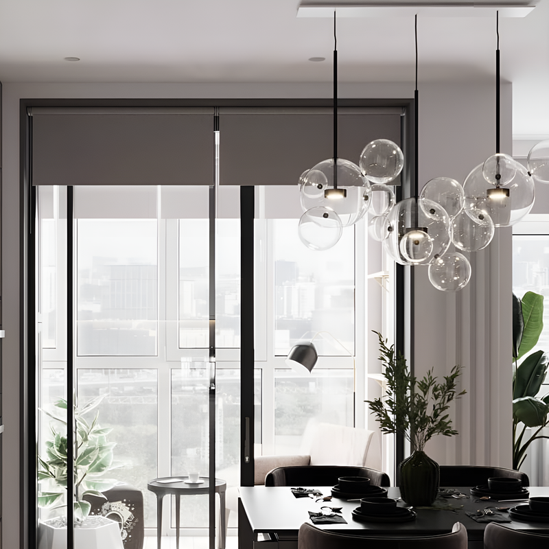 Люстра у вигляді бульбашки L-120 cm Led 30W Black+Clear Bubble 250717-100005650