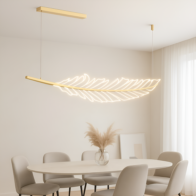 Люстра підвісна золота, світодіодне перо L-120 cm Led Gold Feather 250758-100005654