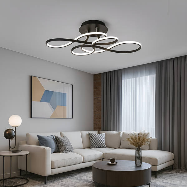 Стельова люстра чорна  хвиляста Led 95W Black Wave 250719-100005655