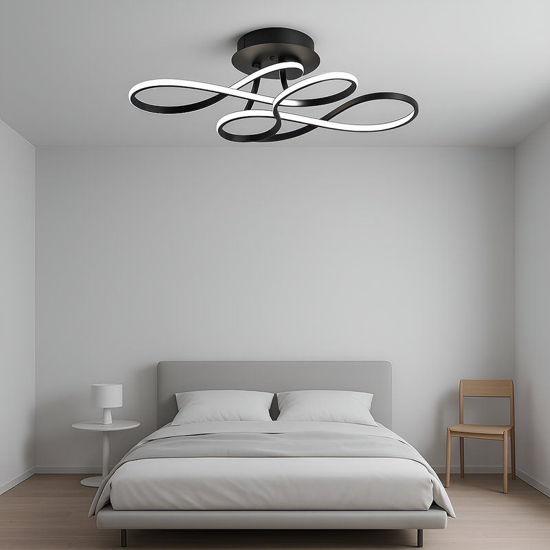 Стельова люстра чорна  хвиляста Led 95W Black Wave 250719-100005655
