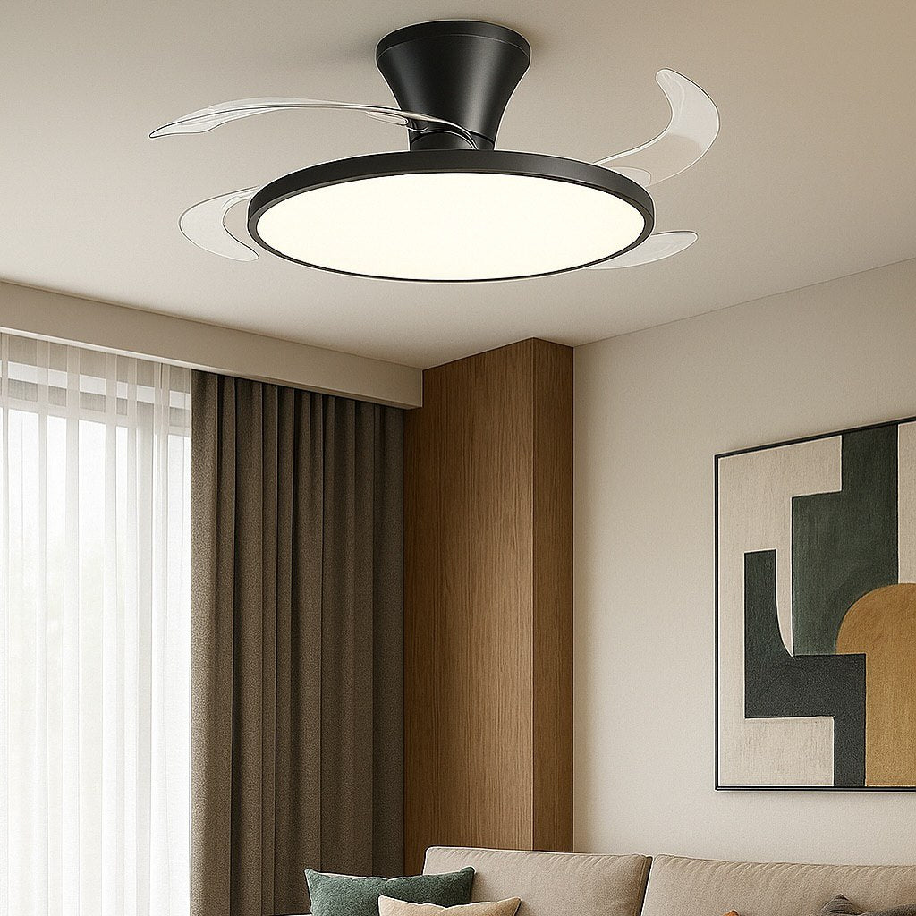 Стельова люстра чорна з вентилятором з пультом D-49 cm Led 72W Black Fan lamp 250819-100005716