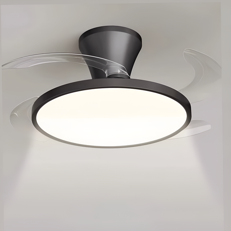 Стельова люстра чорна з вентилятором з пультом D-49 cm Led 72W Black Fan lamp 250819-100005716