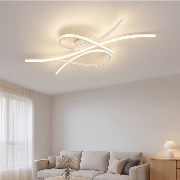 Люстра стельова біла хвиляста з пультом L-86 cm Led White Wave Ceiling 250819-100005720