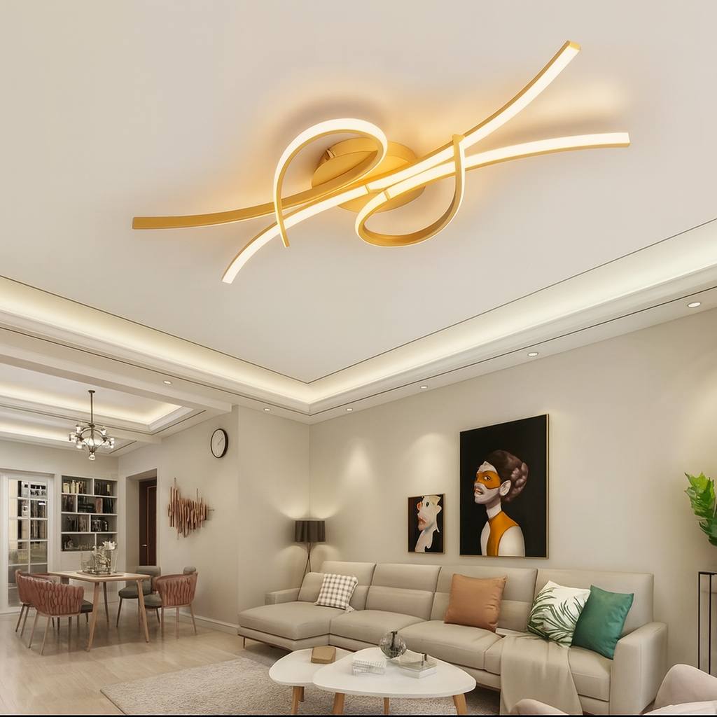 Люстра стельова золота L-86 cm Led Gold Wave Ceiling 250719-100005693