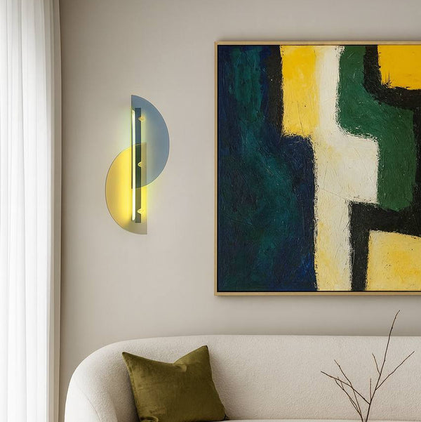 Бра скляне жовто-блакитне півкруги H-50 cm W-28 cm Led 10W 3000К Circles color Yellow-blue 230858-100002431