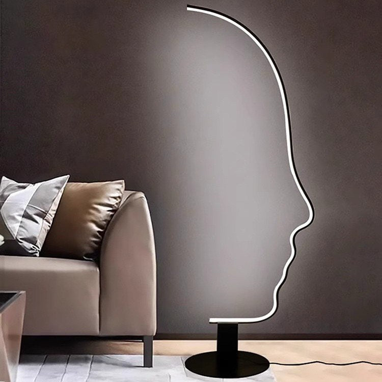 Торшер чорний у вигляді обличчя H-177 cm W-55 cm Led 25W 4000K Black Face 250940-100002064