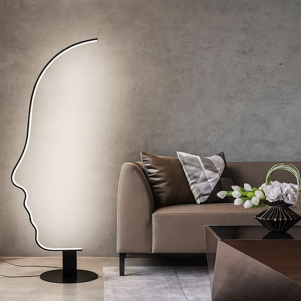 Торшер чорний у вигляді обличчя H-177 cm W-55 cm Led 25W 4000K Black Face 250940-100002064