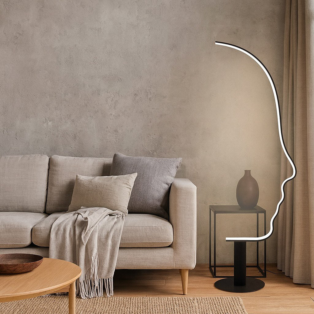 Торшер чорний у вигляді обличчя H-177 cm W-55 cm Led 25W 4000K Black Face 250940-100002064