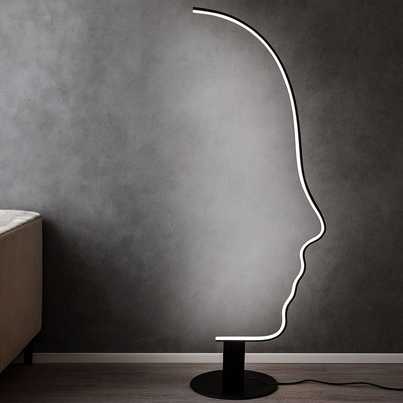Торшер чорний у вигляді обличчя H-177 cm W-55 cm Led 25W 4000K Black Face 250940-100002064