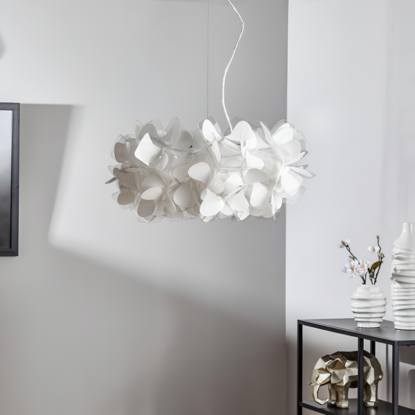 Люстра біла підвісна з пелюстками Квітка D-50 см Led White Flower lamp 230666-100002180