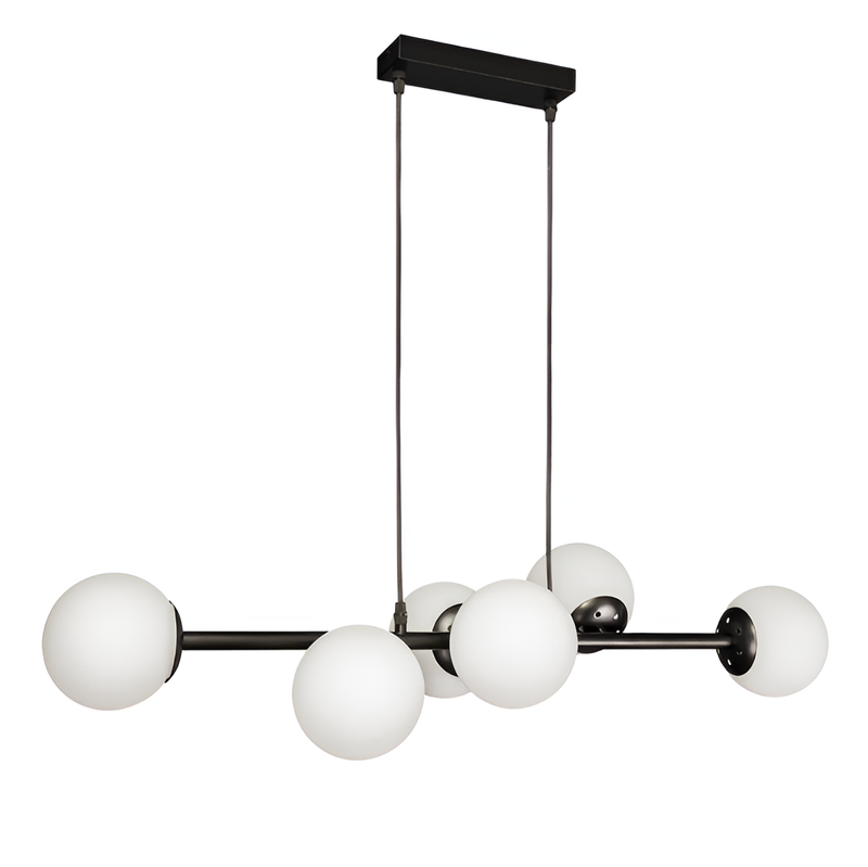 Люстра підвісна чорна з білими плафонами L-90 cm E27*6 Black+White Bollo 250731-100005471