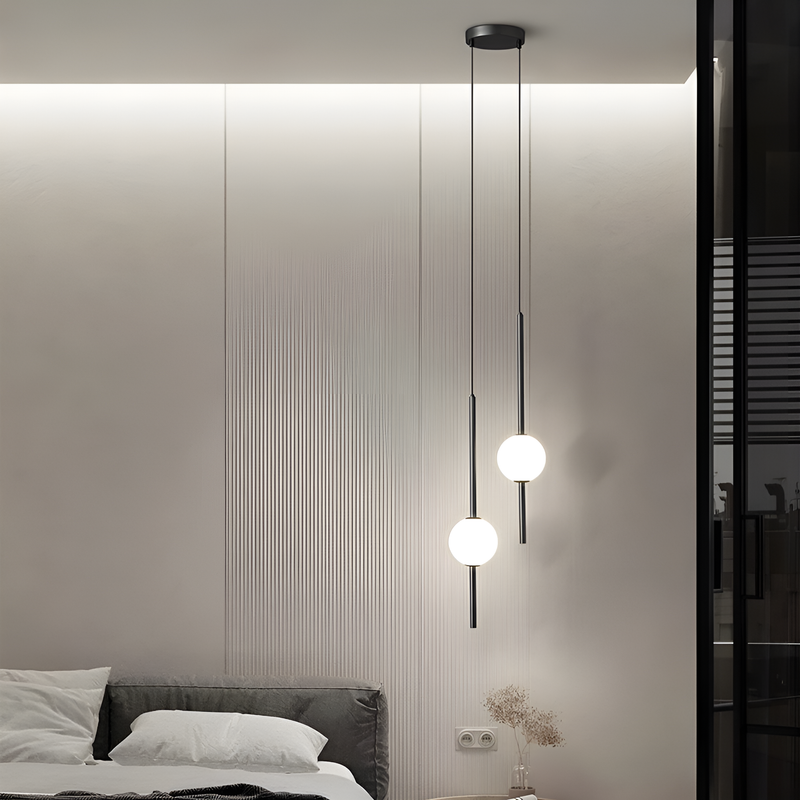 Підвіси подвійні чорні / золоті з кулею D-12 cm 20W Led 4000K Black/Gold Vertical tubes 2 231158-100002757