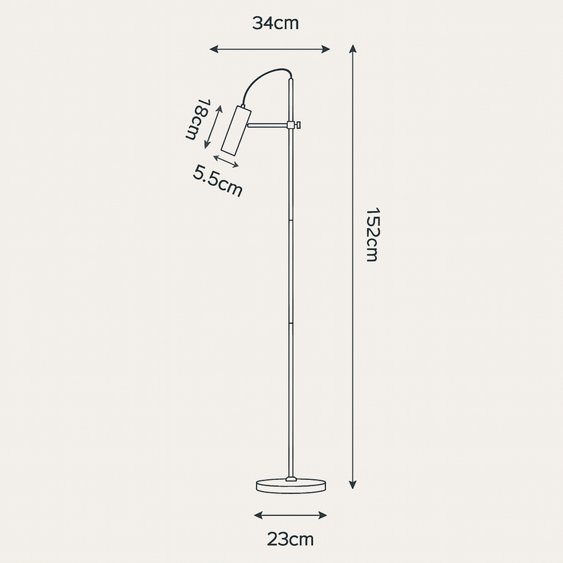 Торшер чорний з циліндричним плафоном H-152 cm GU10 Black Cylinder 250740-100005486