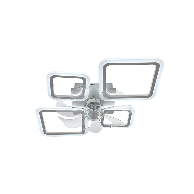 Стельова люстра біла з прозорим вентилятором керована Led 70W White Fan lamp 250775-100005527