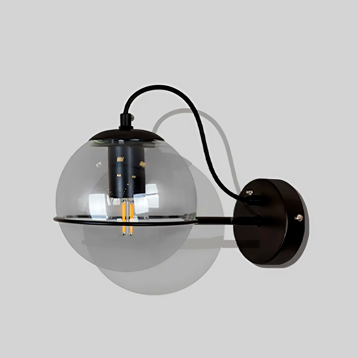 Настінний світильник Bollo D-15 см E27 Black + Clear 250431-100004300