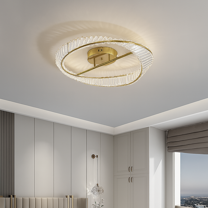 Люстра золота стельова світлодіодна кришталева Кристал D-52 cm H-12 cm Led Gold+Transparent Crystal diamond 250735-100005472