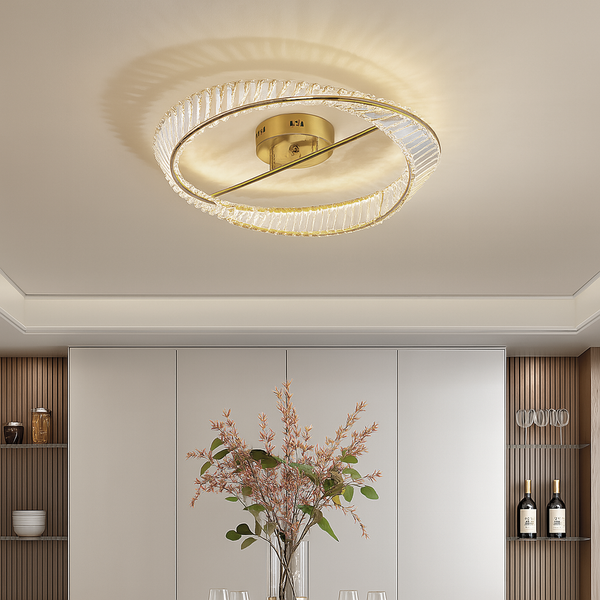 Люстра золота стельова світлодіодна кришталева Кристал D-52 cm H-12 cm Led Gold+Transparent Crystal diamond 250735-100005472