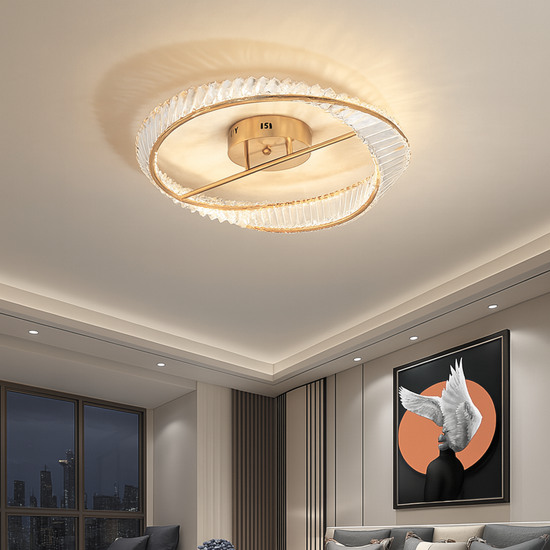Люстра золота стельова світлодіодна кришталева Кристал D-52 cm H-12 cm Led Gold+Transparent Crystal diamond 250735-100005472