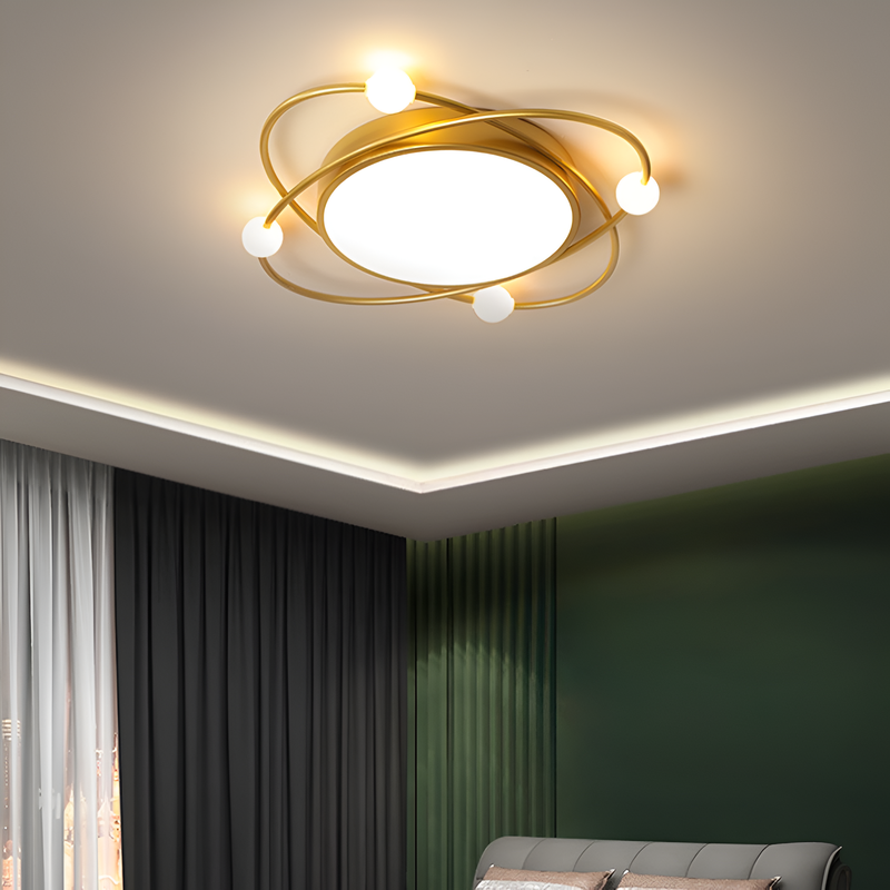 Стельова люстра світильник золота / чорна кругла D-40/D-50 cm Black/Gold Ceiling Orbital 230858-100002434