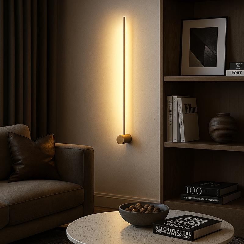 Бра золотий лінійний без хвостика H-60 cm Led 12W 3500К Sand Gold Pipe Pin 230220-100001397