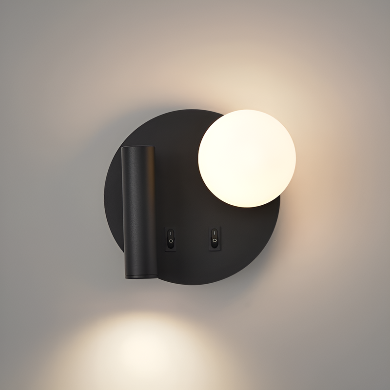 Настінний світильник чорний з круглим плафоном D-17 cm Led G9 Black Bollo 250718-100005516