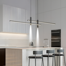 Підвісна люстра чорна лінійна L-120 cm Н-25-150 cm Led 31W Black + Silver Long slim twice 240258-100003051