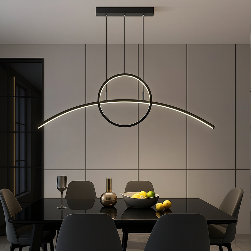 Люстра видовжена чорна світлодіодна геометрична Дуга L-105 cm/L-120 cm Led Black Arch 250718-100005684