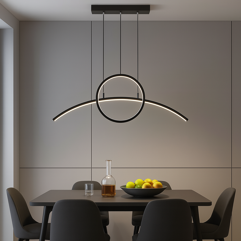 Люстра видовжена чорна світлодіодна геометрична Дуга L-105 cm/L-120 cm Led Black Arch 250718-100005684