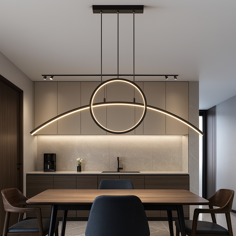 Люстра видовжена чорна світлодіодна геометрична Дуга L-105 cm/L-120 cm Led Black Arch 250718-100005684