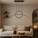 Люстра видовжена чорна світлодіодна геометрична Дуга L-105 cm/L-120 cm Led Black Arch 250718-100005684
